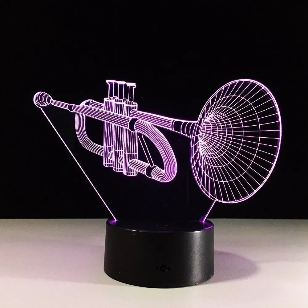Dimming Bedroom Table Desk Decor Circle Trumpet Shape 3D Optical Illusion Lamp 7 Colors Change And 15 Keys | Лампы и освещение
