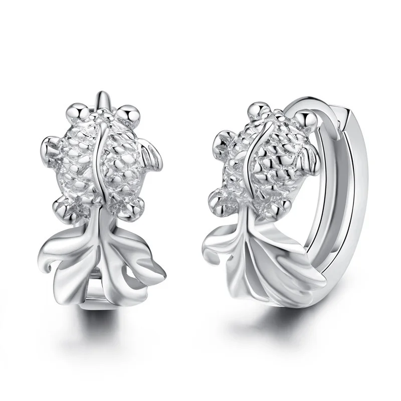 

2018 Brincos Oorbellen Orecchini Free Shipping Fashion 925 Sterling Stud Earrings Animal Small Fish Hoop For Women Jewelry E290