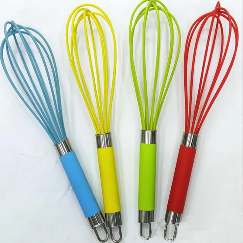 

Manual Silicone Egg Beaters Stainless Steel Handle Milk Cream Butter Whisk Mixer Stiring Kitchen Cakies Tools