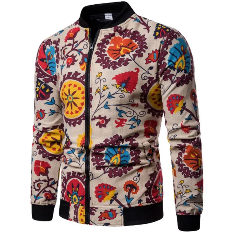 

EXOTAO Floral Spring Jacket Men Harajuku Streetwear Printed Bomber Jackets Men Coat Windbreaker Clothes Fashion Jacket Coat XXL