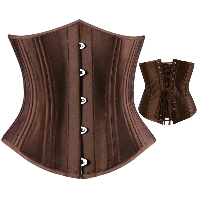 

S-6XL Plus Size Sexy Satin Steel Boned Underbust Waist Trainer Corset Underbust Corset