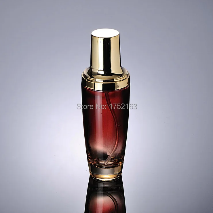 Download 100ml airless pump bottle Red glass bottles lotion bottle Spray cover with Gold cosmetic pump ...