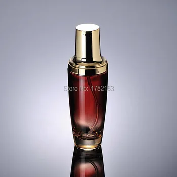 

100ml airless pump bottle Red glass bottles lotion bottle Spray cover with Gold cosmetic pump bottles cosmetic airless Packaging