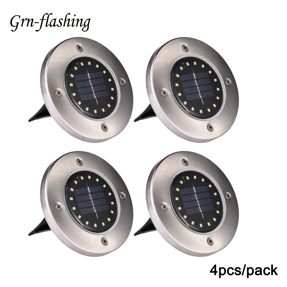 Gramado do Diodo Emissor de Luz Solar do Jardim da Lâmpada Paisagem ao ar Caminho da Estrada de Aço Inoxidável à Prova Chão Livre Ip65 Piso Enterrado d' Água Luz 4 Pcs 16 3 Lâmpadas solares