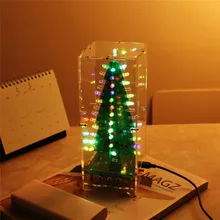 DIY Kit RGB Flash LED Circuit Kit Colorful 3D Christmas Trees Kit MP3 Music Box with Shell Christmas Gift Electronic Fun Suite