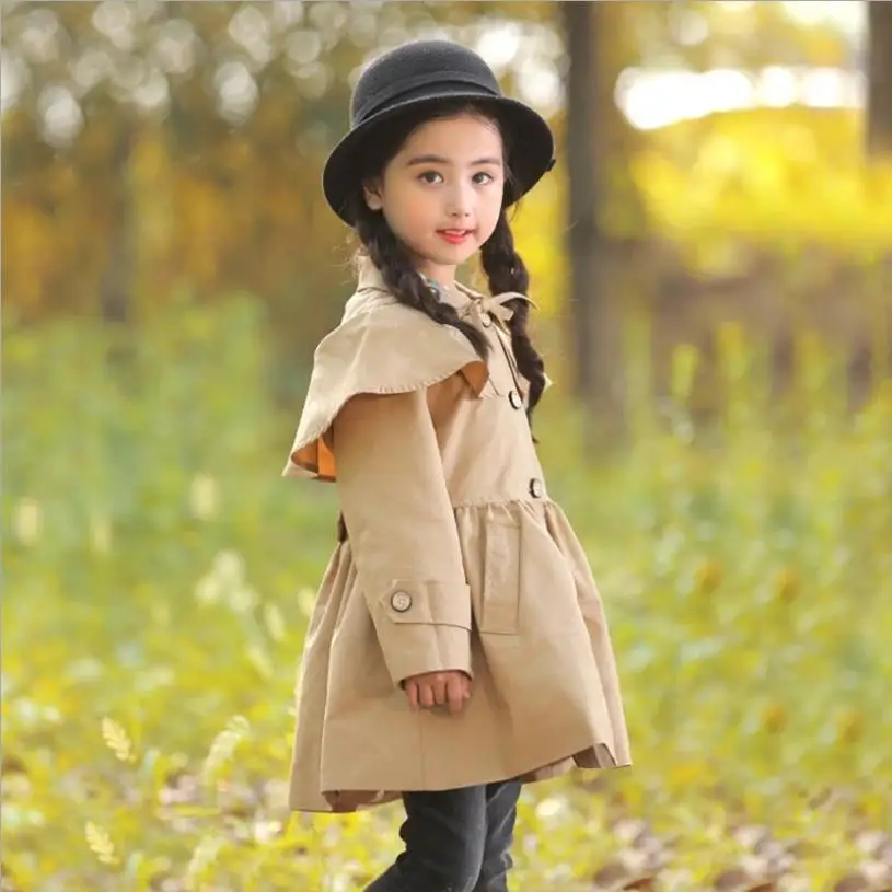 

Korean style Apring autumn new fashion trench baby girl hooded floral embroidery outerwear tops children jackets tops ws62