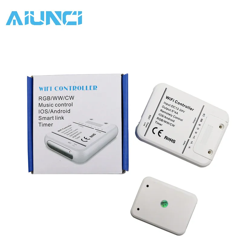

Wifi LED RGB Controller DC12-24V 5 Channels RGB / WW / CW for LED Strip Applicable to IOS and Android