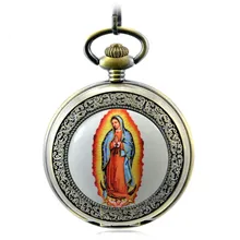 Благословенная Дева Марии карманные и Fob часы антикварные автоматические механические ручные наручные карманные часы винтажное платье часы ожерелье подарок