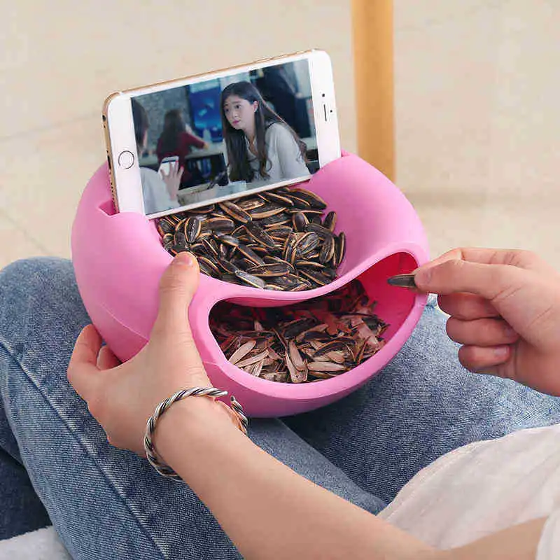 

Plastic lazy double-layer dry fruit plate Fresh Fruit Platter living room melon seed box candy storage box leisure home artifact