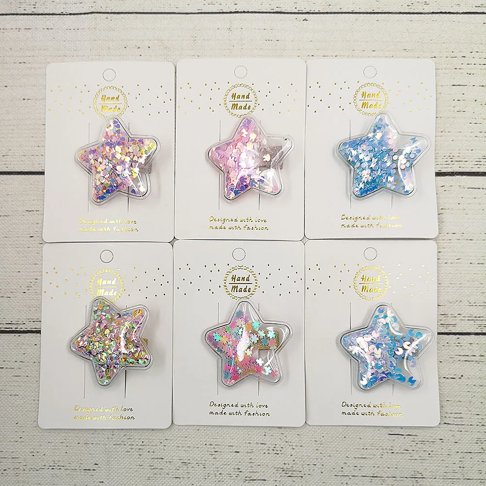 

24 Pcs/lot Girls Hair Accessories Star Sequins Hairclip Lovely Princess Headwear Kids Photo Props Barrette Hairpin Hairgrips