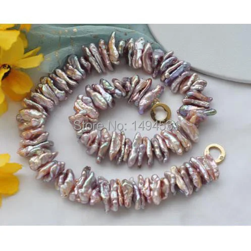 

Wholesale Pearl Jewelry 17 Inches Lavender Biwa Freshwater Pearl Necklace - Handmade Jewelry - XZN20