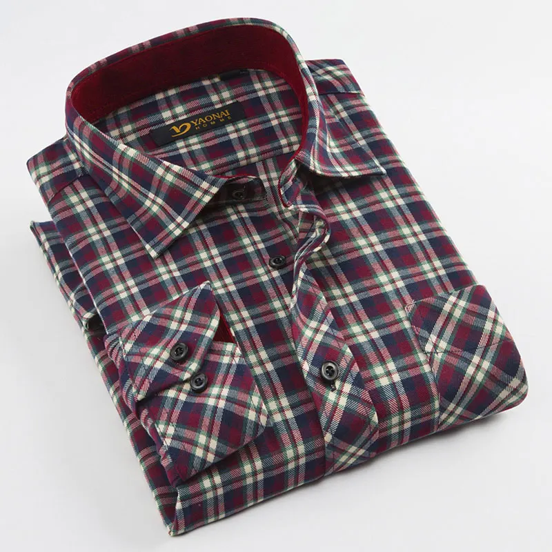 Goedkoop MACROSEA Nieuwe mannen Casual Shirts Mannelijke Plaid Lange Mouw Vierkante Kraag Sociale Shirt Volledige mannen Shirts PJ