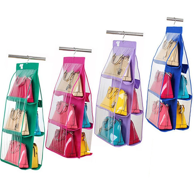 Us 3 99 20 Off 6 Grids Non Woven Hanging Storage Hangers Women Handbags Rack Las Bags Organizer Shoes Dustproof Bag In From