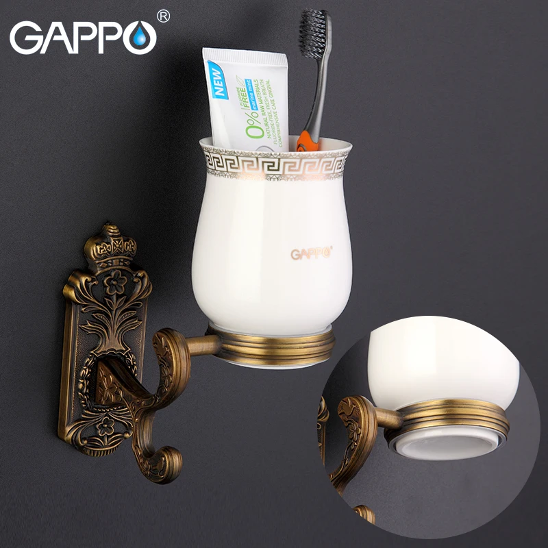 GAPPO Stainless Steel Cup Tumbler Holders Wall Mounted Cetamic Single