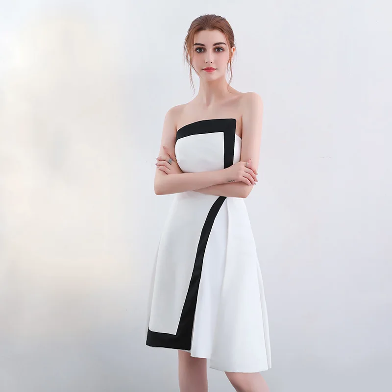 FADISTEE strapless cocktail party Dresses short Vestido de Festa mini sexy satin simple Zipper style dress