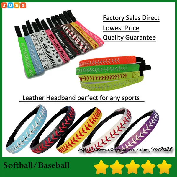 Softball Baseball Headbands Seamed Leather Baseball Fast Pitch Hair