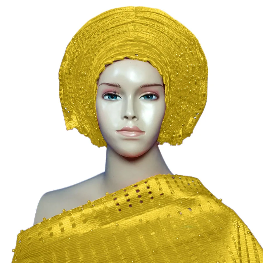 

2019 wholesale headtie aso oke with stones auto gele with shoulder for african women