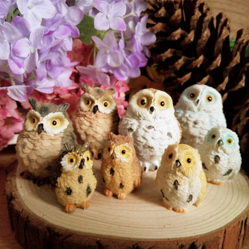 

Owl Mother Baby Set Miniature Animal Fairy Garden Home Houses Decoration Minecraft Micro Landscaping Decor DIY Accessories