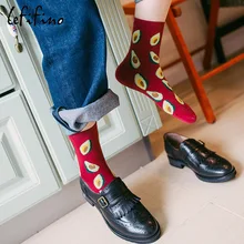 Хлопковые милые женские носки с лимоном, ананасом, авокадо, бананом, черничкой, фруктами, фламинго, лисой, забавные Разноцветные носки Ne75723