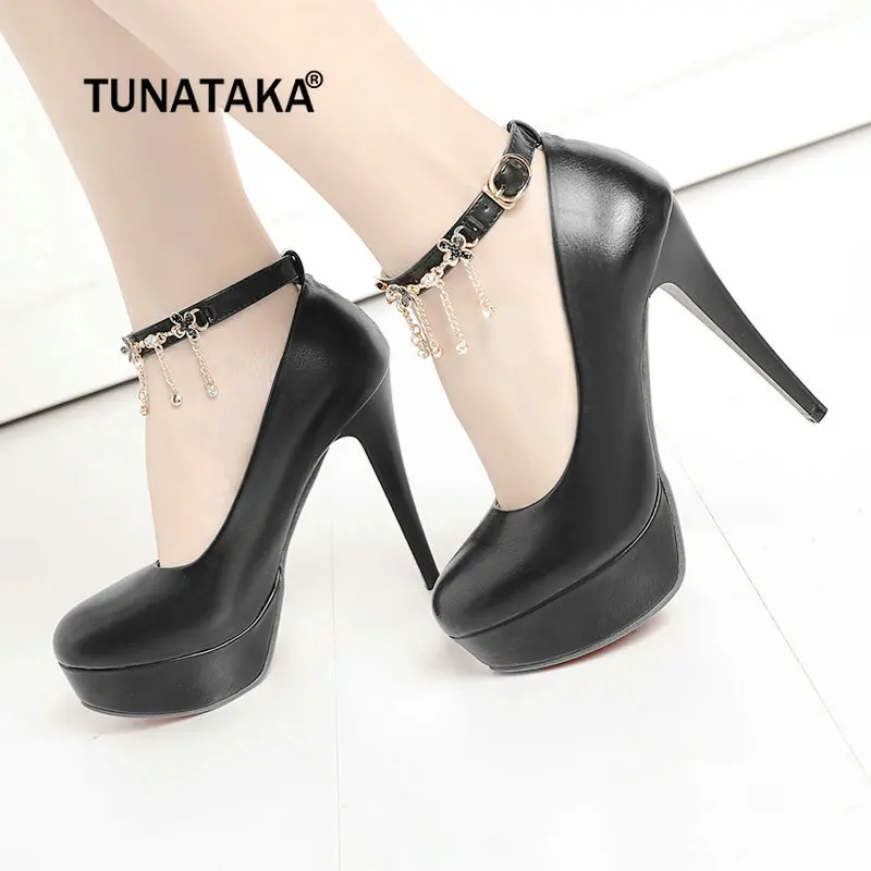 

Women Platform Thin High Heel Pumps Fashion Crystal Party Shoes Plus Size 43 Black White Pink Blue