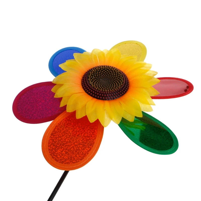 OOTDTY Colorful Sequins Sunflower Windmill Wind Spinner Home Garden Yard Decoration For windmill toys garden windmill wind spinner sunflower wind spinner
