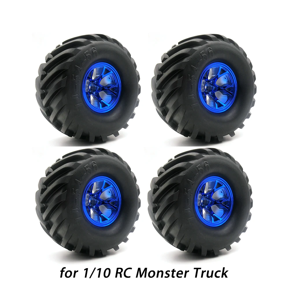 4Pcs Wheel Rim Tire Set for 1/10 RC Monster Truck Traxxas HIMOTO HSP HPI Tamiya Kyosho Remote Control Toy Car 1/10 Tyre Parts