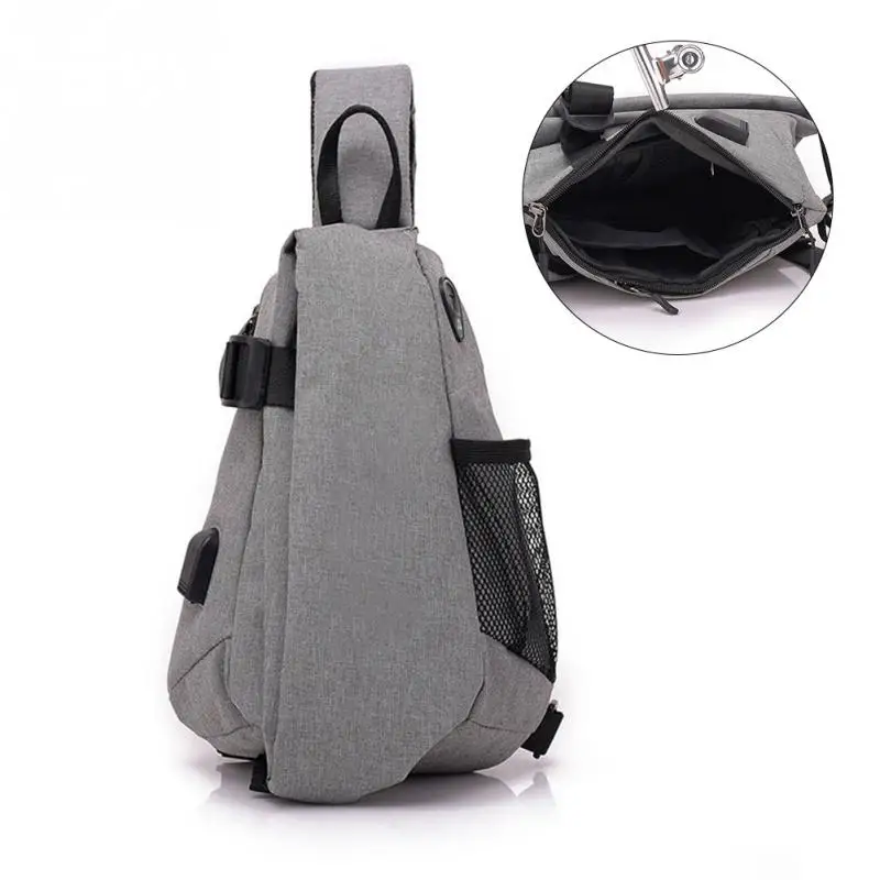 

new Travel Durable Men Single Shoulder Bag USB Charging cross body bag Unisex Chest bag Practical Anti Theft Waterproof #25