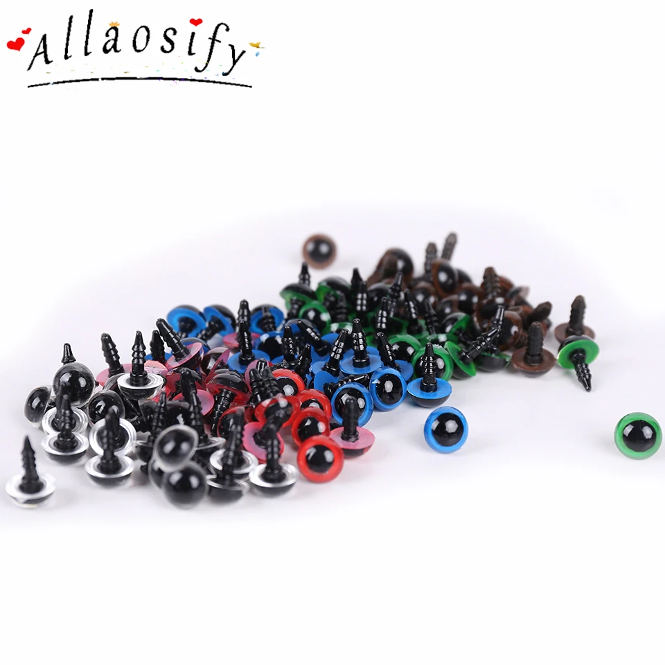 Allaosify 100 шт. 10 мм Разноцветные Пластиковые безопасные глаза для Мишки Тедди Мягкие