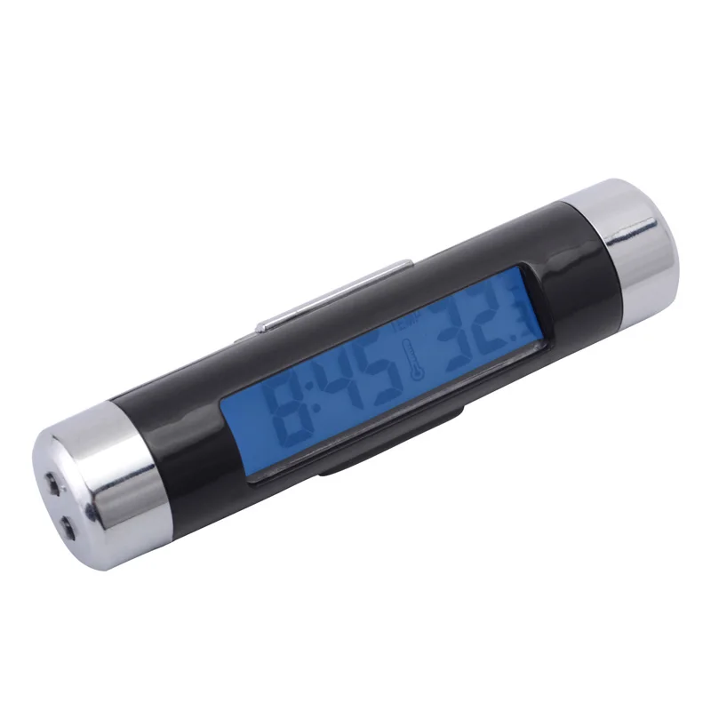 2в1 автомобильный ЖК-цифровой термометр с клипсой, часы с календарем, автомобильные синие часы с подсветкой