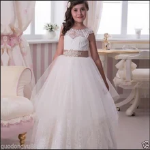 Детские Платья Пояса Бальное платье Свадебное Платье Причастие Театрализованное Платье для Маленьких Девочек Дети/Дети платье