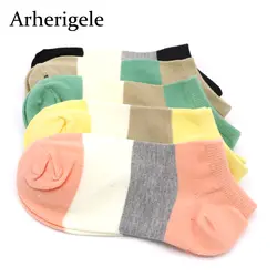 Arherigele 3 пары летние Для женщин носки до лодыжки Повседневное удобные дышащие женские для девочек хлопковые носки в стиле пэчворк Невидимый