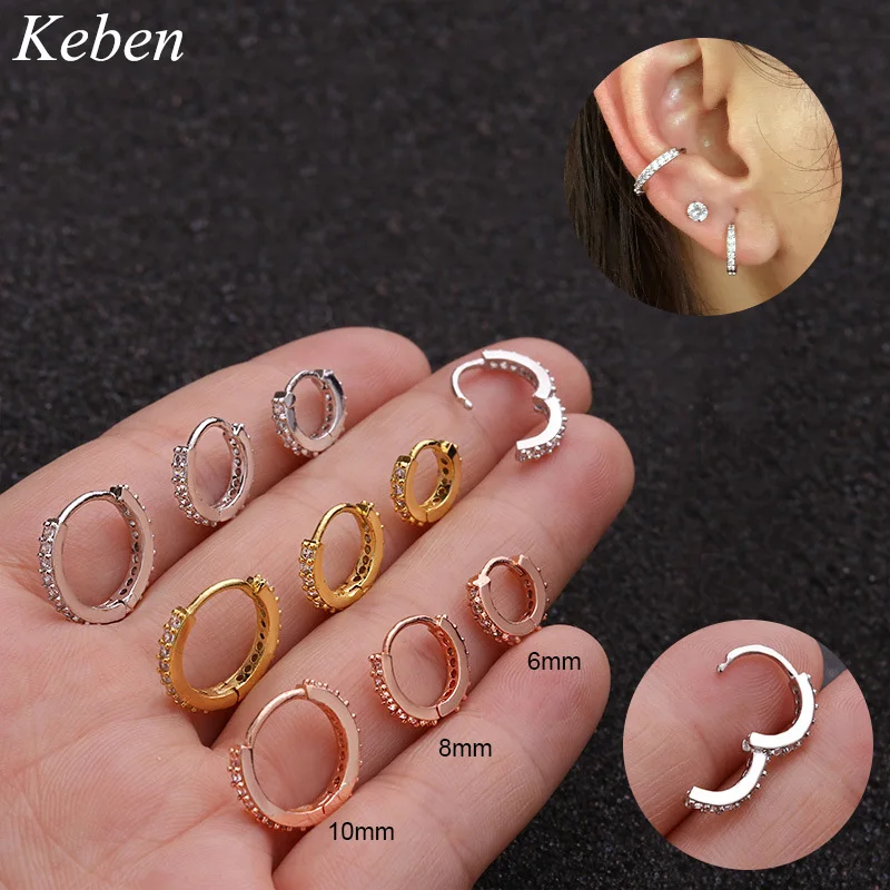 

helix piercing 1 PCS Silver Minimalist Geometric Zircon Round Hoop Earrings For Women Party Fashion Jewelry Cute Accessories