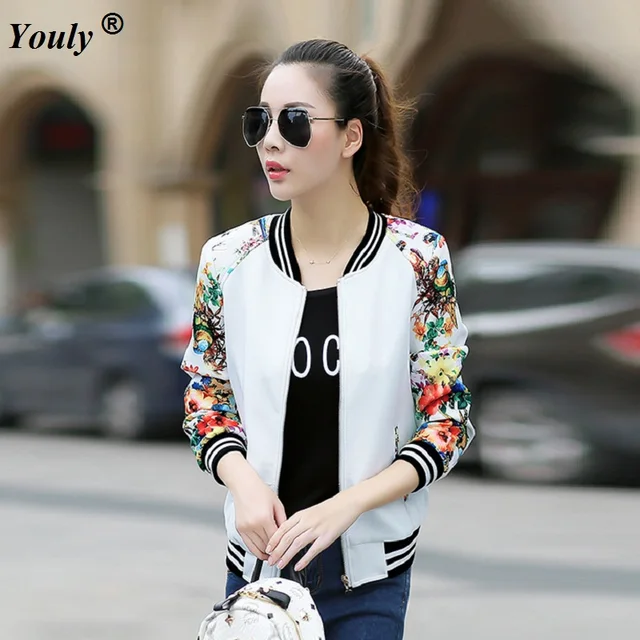Bunga Cetak Jaket Wanita Jaket Bomber Dasar Coats Lengan Panjang Ritsleting Jaket Kasual Streetwear Puncak Musim Gugur Musim Dingin Pakaian Luar Flower Print Jacket Printed Jacket Womenjacket Women Aliexpress