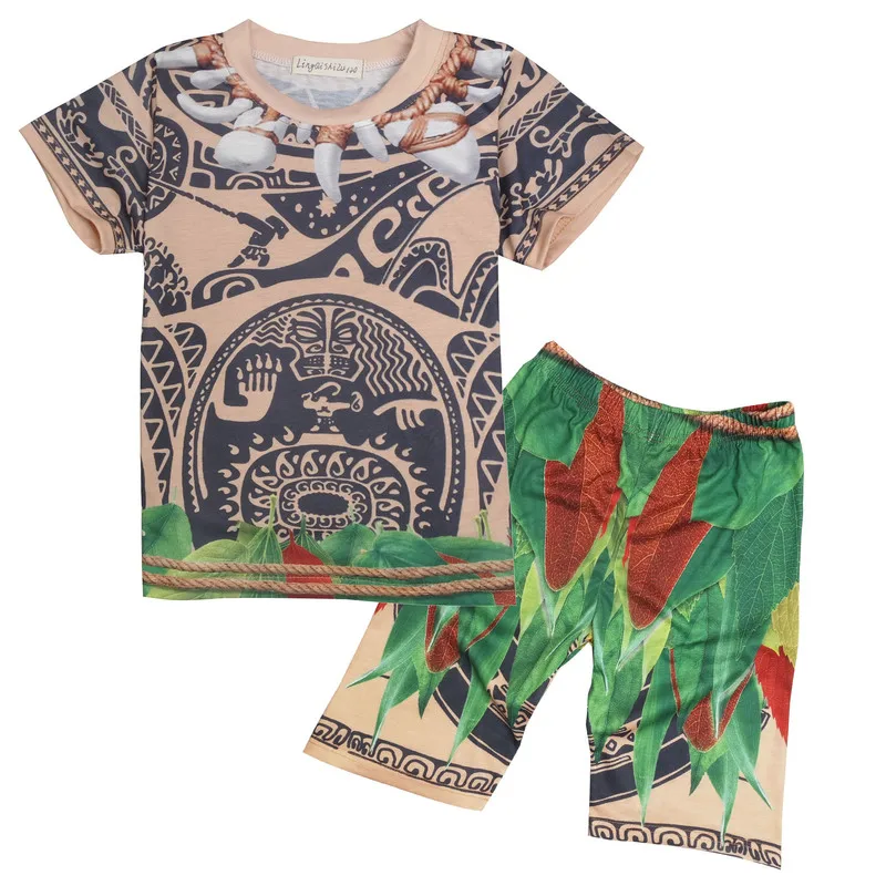 

Boys Swimming T-shirt shorts set Children boy Tops Moana Leisure Maui shorts Vaiana pajamas clothing swimsuit Kids swim trunks