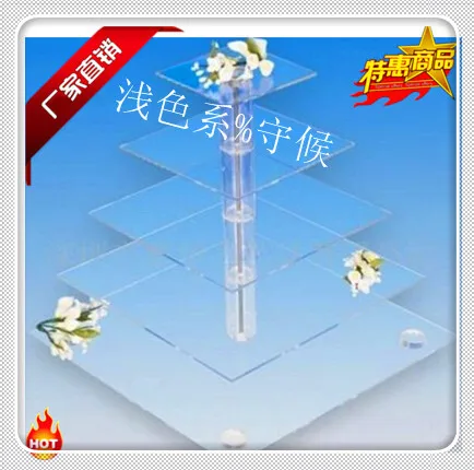 

Hot selling free shopping/Free Shipping Good 5 Tier Square Acrylic Wedding Cake Stands, Lucite Cup Cake Stand