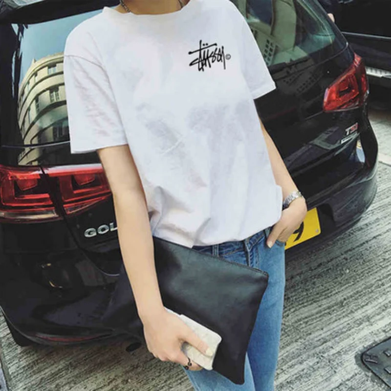 

Black/White Color Fashion Print T Shirt Women Basic Wild T-shirts Female Casual Tops Short Sleeve O-neck T-shirt Tops M-2XL