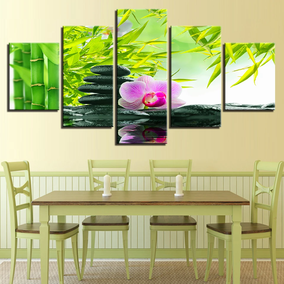 Modular-Canvas-Pictures-Home-Decor-For-Living-Room-Wall-Art-5-Pieces-Bamboo-Stones-Flowers-Poster (1)