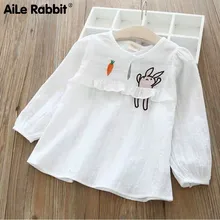 Одежда от «Aile Rabbit», Новое поступление Модная одежда для девочек Рубашка с длинными рукавами с рисунками из мультфильмов высокого качества из хлопка с изображением кролика Банни мягкие Детская Одежда для девочек