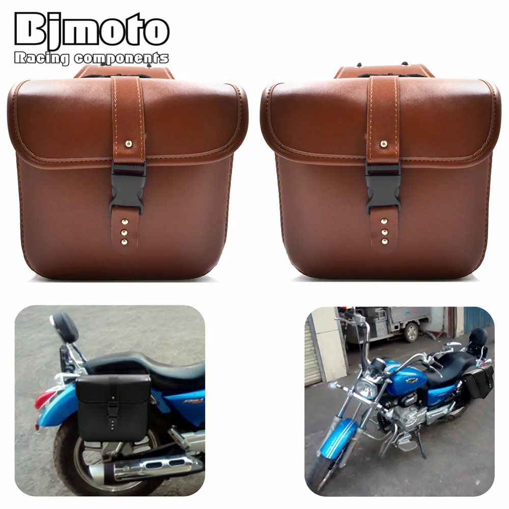 BAG 001 2 x Motorcycle Saddle Side Bags PU Leather Motor Luggage Bag