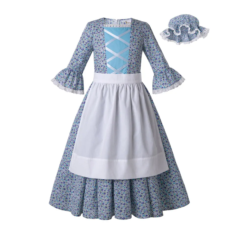 

Pettigirl Kid Dresses for Girls Clothes Children Elegant Frocks Blue Print Flower Costumes 4 5 6 8 10 years 2019 G-DMCS204-G008