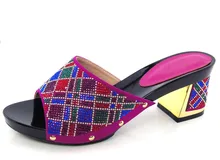High grade pumpen dame schuhe Afrikanische pu leder sandalen mit bunten strass für party/hochzeit fuchsia HX1-20
