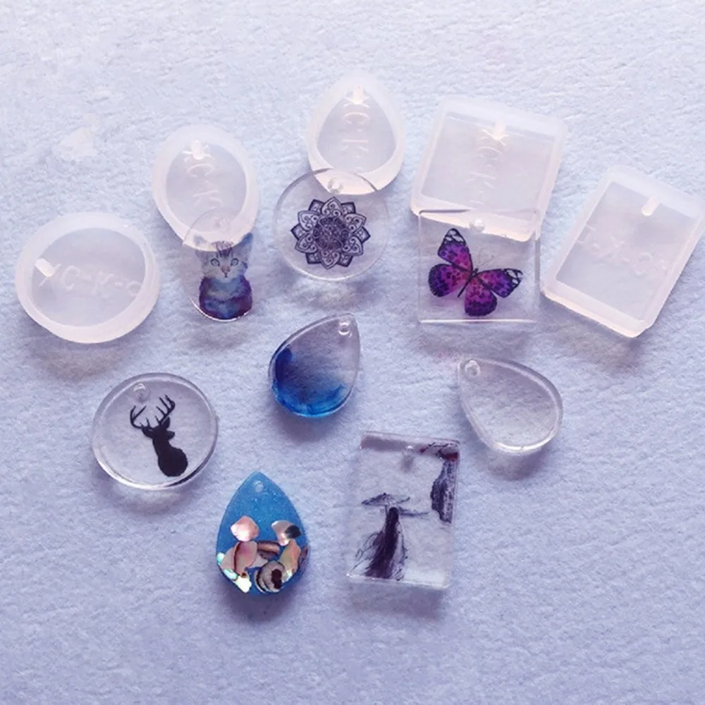 

5pcs/set DIY Jewelry Casting Making Molds Clear Crystal Epoxy Necklace Silicone Mould