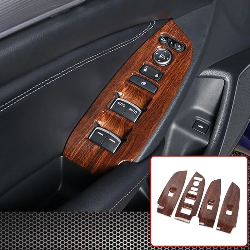 4pcs Peach Wood Grain Interior Door Window Lift Regulator