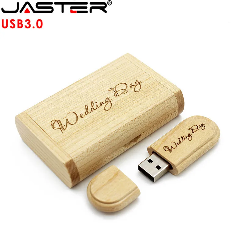 JASTER USB 3,0 креативный Деревянный usb+ коробка Флешка 4 ГБ 8 ГБ 16 ГБ 32 ГБ 64 Гб usb флеш-накопитель карта памяти свадебный подарок