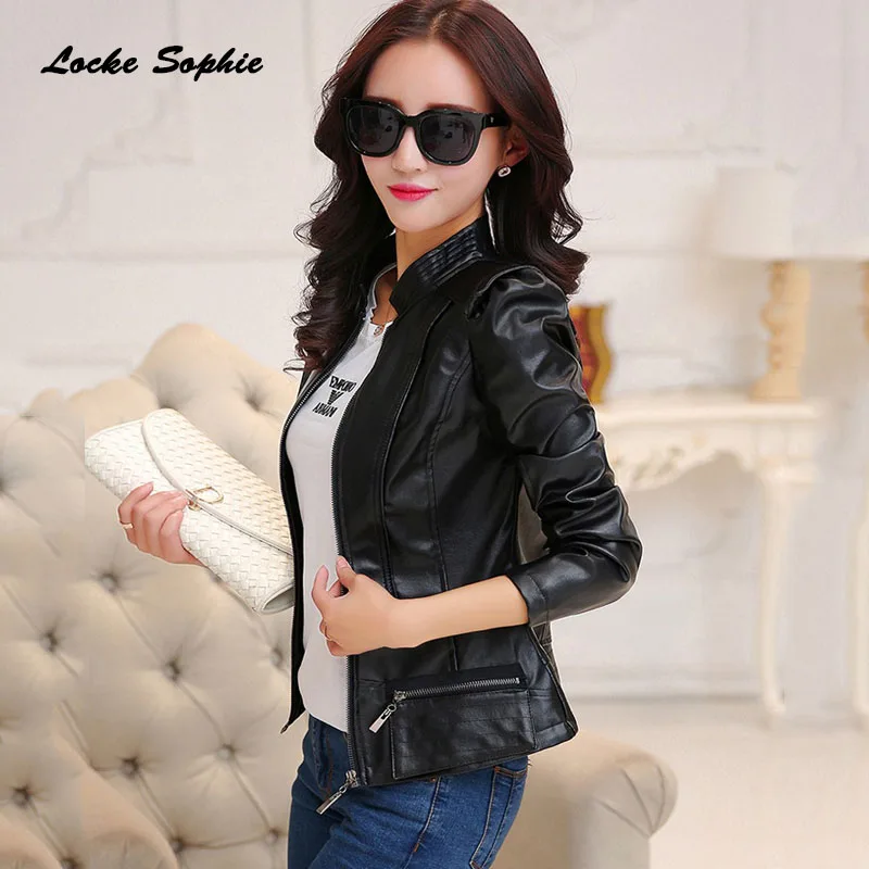 1pcs Women's Plus size jacket coats 2019 Autumn New faux fur PU Leather Splicing zipper Jacket ladies Skinny locomotive coats