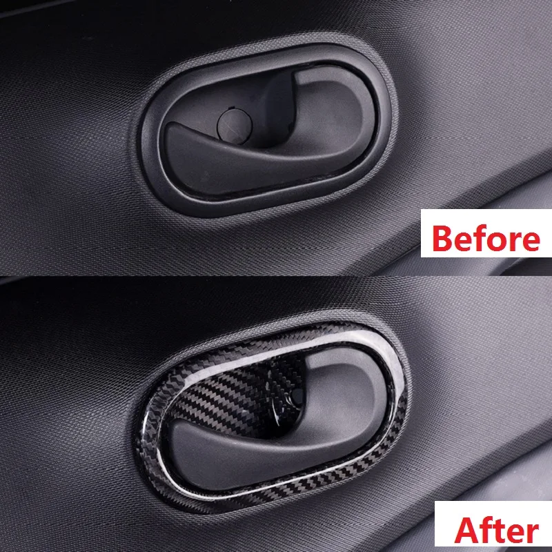 Углерода волокно салона дверные ручки крышки Литье отделка Стикеры для Benz Smart Fortwo ForFour 2015 2016 2017 стайлинга автомобилей