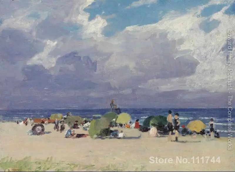 

Beach Landscape painting Day at the Beach Edward Henry Potthast art on canvas Hand painted High quality