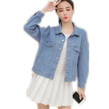 

Women Spring Denim Jacket 2019 New Fashion Print Embroidery Women Short Coat Button Slim Long Sleeve Casual Denim Jackets CQ2886