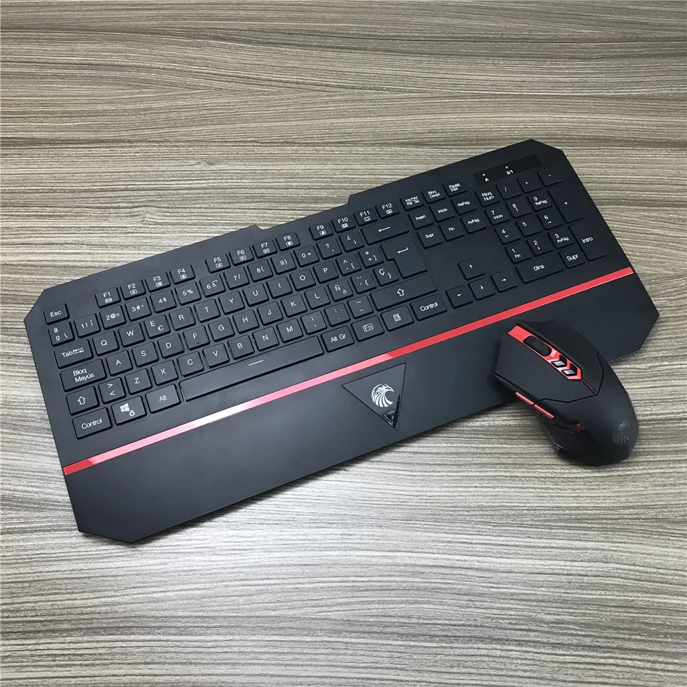 

Spanish Wireless Keyboard Mouse Gamer Gaming Set Kit Combo 2.4G Hand Wrist Slim for Computer Desktop Notebook Office Typing
