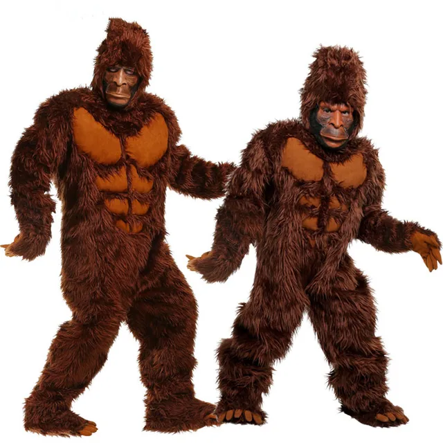 brown gorilla costumes without mask funny animal jumpsuit halloween costumes for adults carnival cosplay clothes